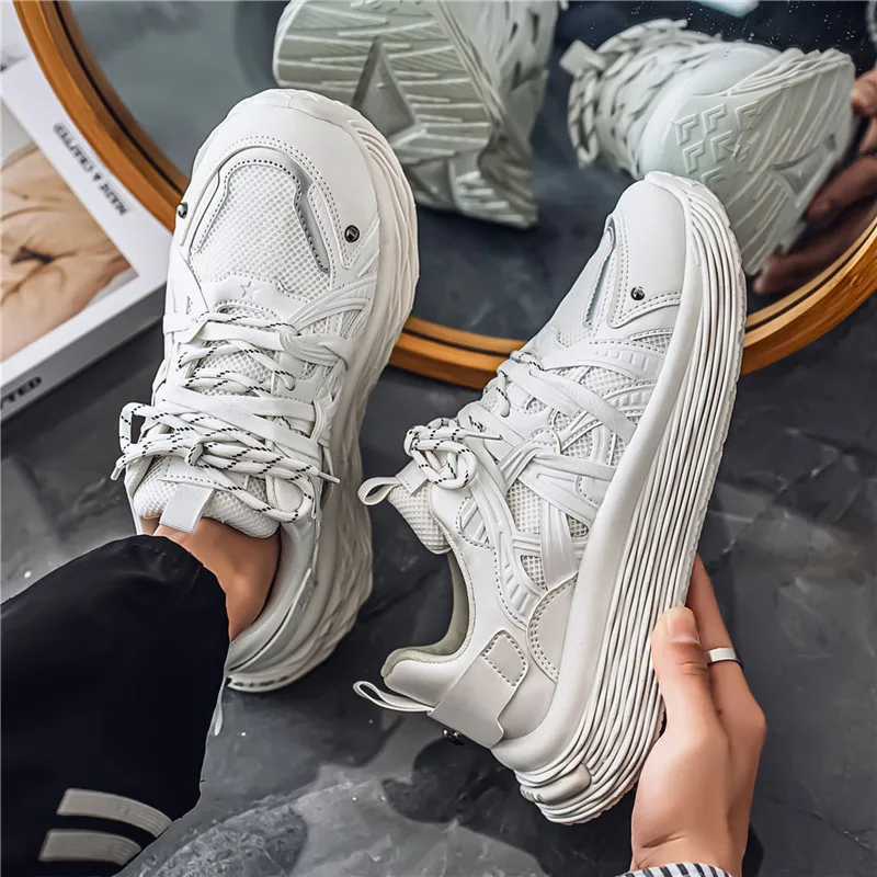 

Модные нишевые туфли для папы на толстой подошве, студенческая модная обувь, повседневная мужская обувь