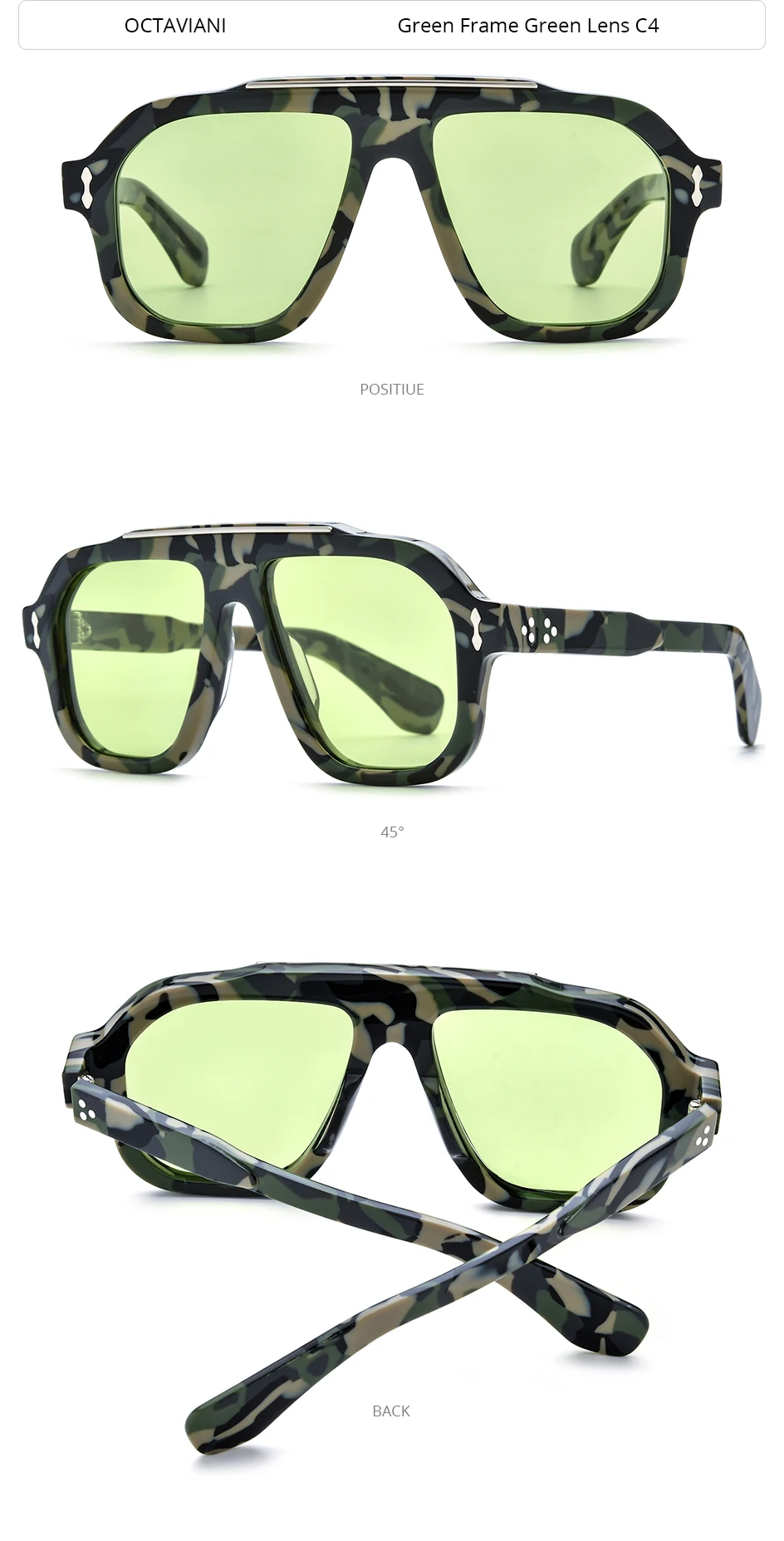 HEPIDEM Polarisierte Sonnenbrille aus Acetat, Herren, japanische Handarbeit, Marken-Designer, übergroß, dick, quadratische Sonnenbrille, Damen OC – Detail 8