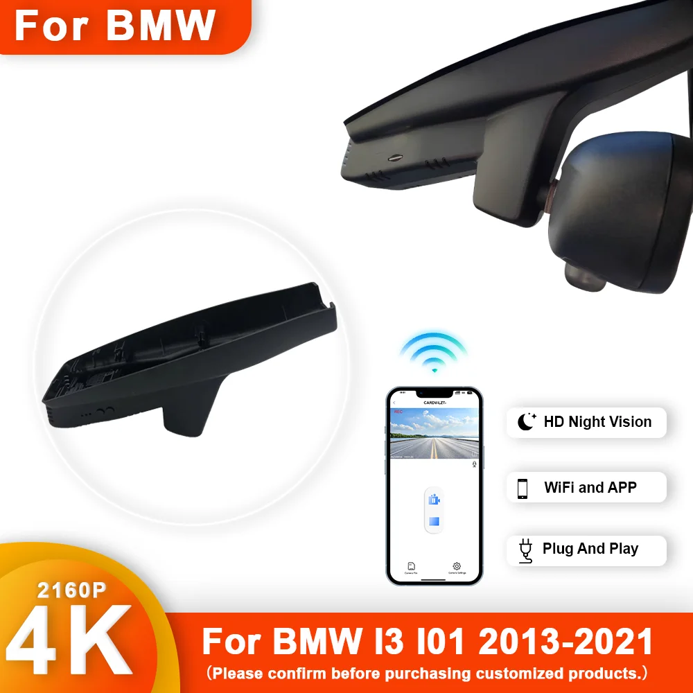 Customized 4K HD 2160P Plug and play Dash Cam For BMW I3 I01 2013 2021 Front and Rear WIFI Car Dvr Dashcam