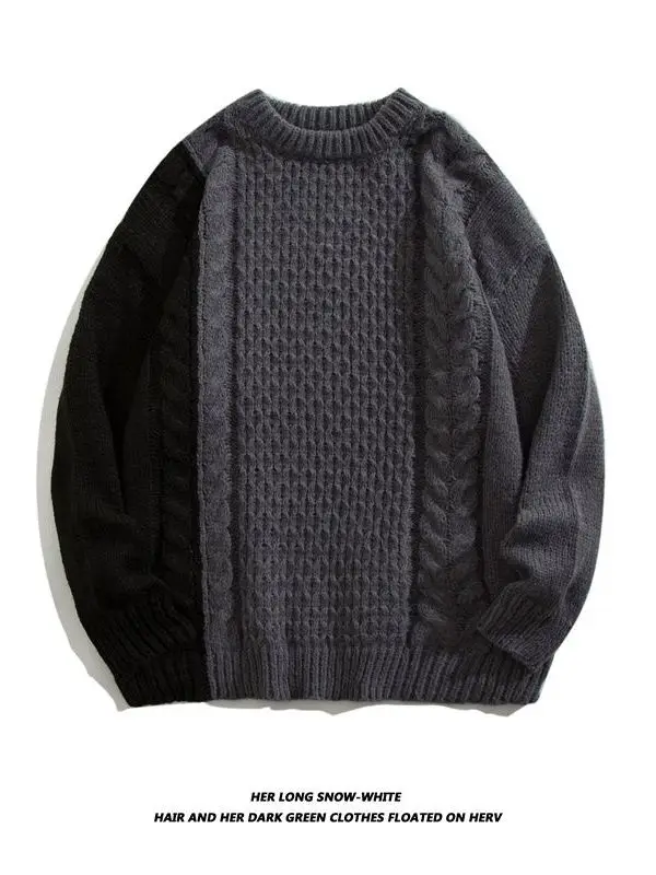 

Вязаный свитер Color Blo, утепленный, свободного кроя, осенне-зимний, модный, винтажный, брендовый, из полиэфирного волокна, с длинными рукавами, круглый вырез горловины