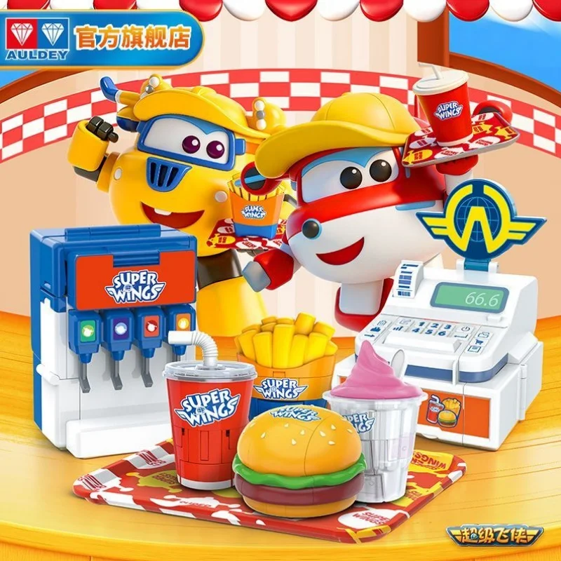 Figura de Anime Super Wings, Modelo de Robot Transformable con Hamburguesa y Papas Fritas de Coca Cola, Juguete de Escritorio, Regalo Navideño