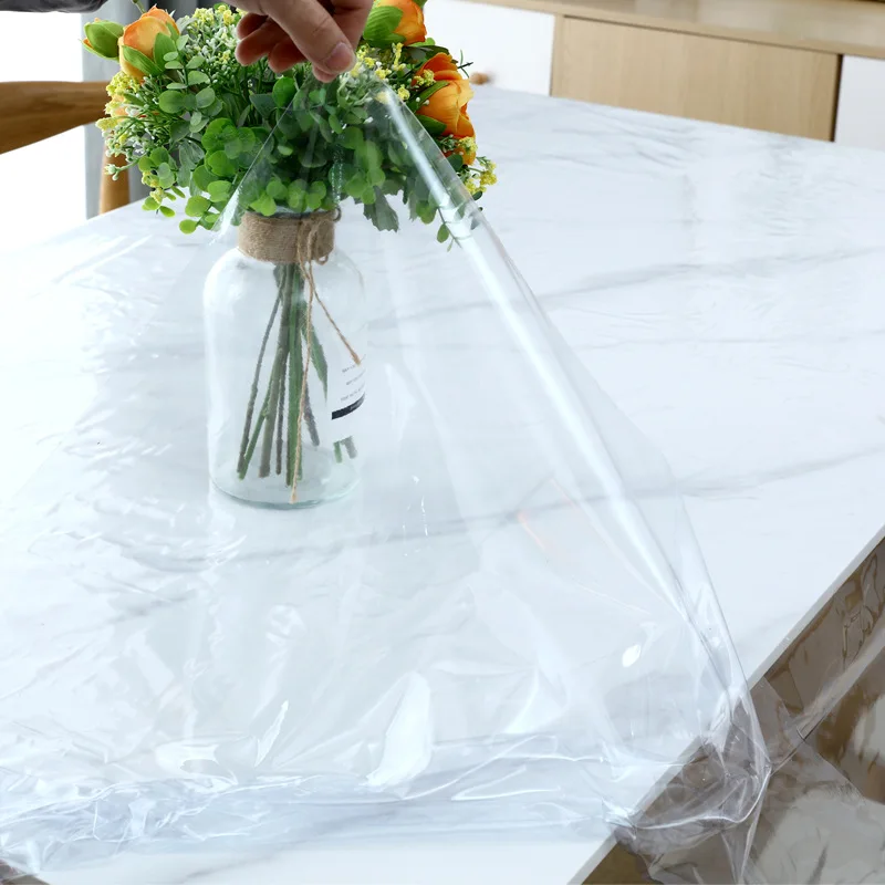 Transparent PVC Soft Glass Tablecloth Waterproof Oilproof Thin Drooping Table Cloth Rectangular Countertop Dining Cloth