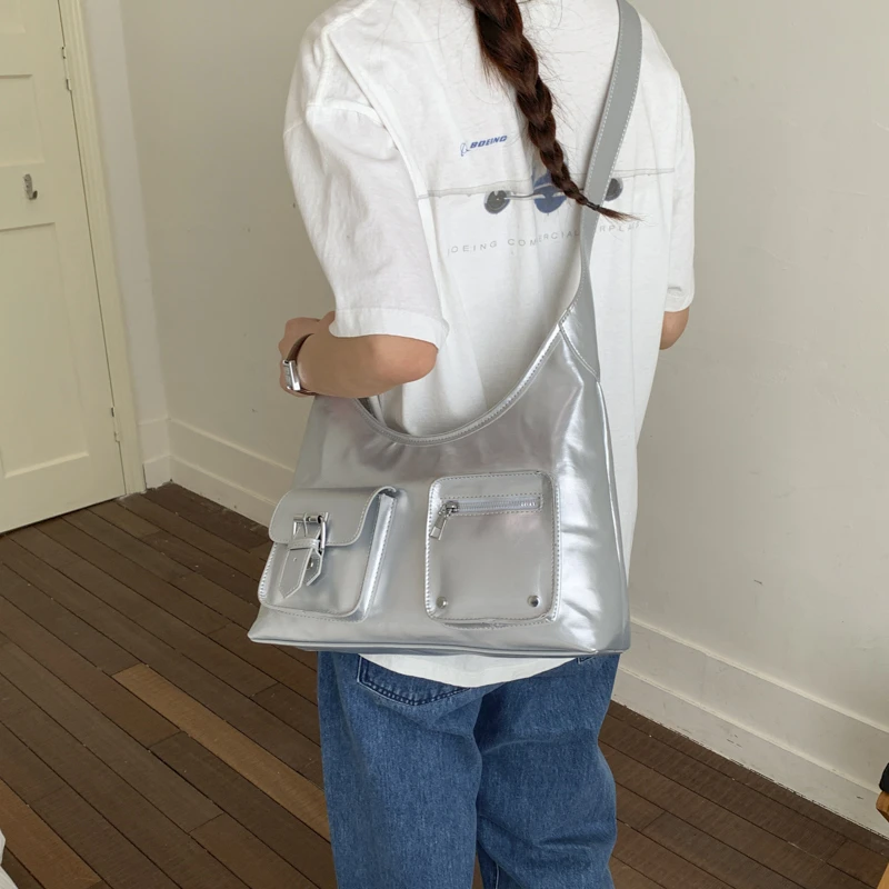 

Spring Women Retro Crossbody Bag Large Capacity Pocket Tote Hobo Triangle Biker Shoulder Bag