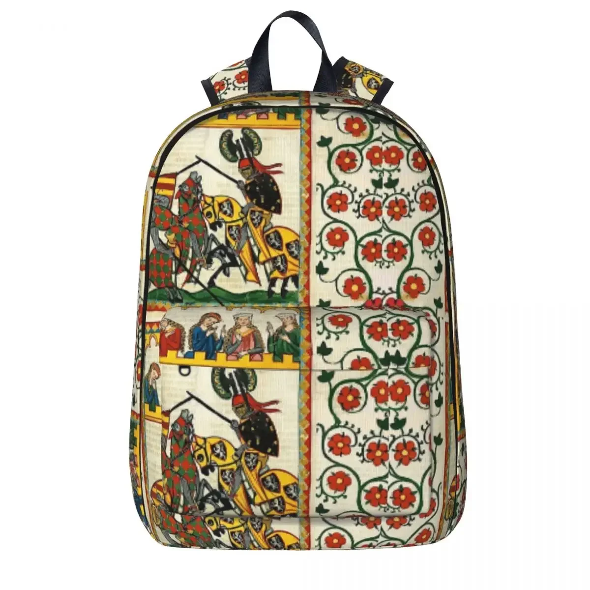 Medieval Tournament, Fighting Knights ,Damsels And Red Wild Roses Backpack Bookbag School Bags Travel Rucksack Shoulder Bag