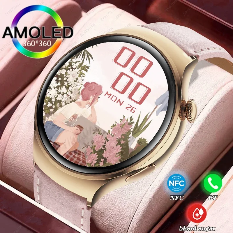 2023 GPS For Huawei Watch 4 Mini Smartwatch Women AMOLED 360*360 HD Screen Body Temperature Waterproof NFC Lady Smartwatch Watch