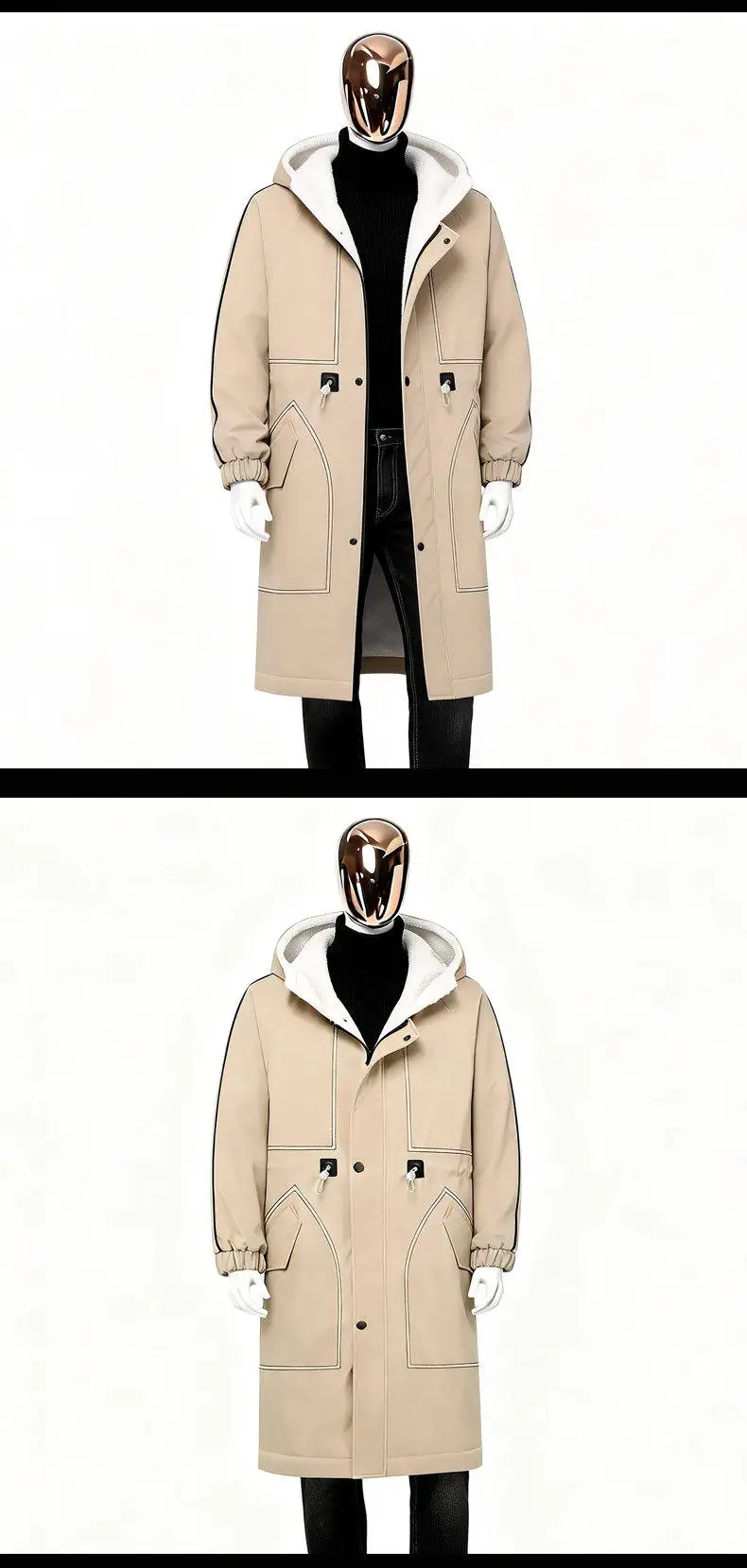 Men's New Hooded Winter Jacket Premium Padded Lined Zippered Parkas Coat - Ultra Warm Urban Style for Chilly Days