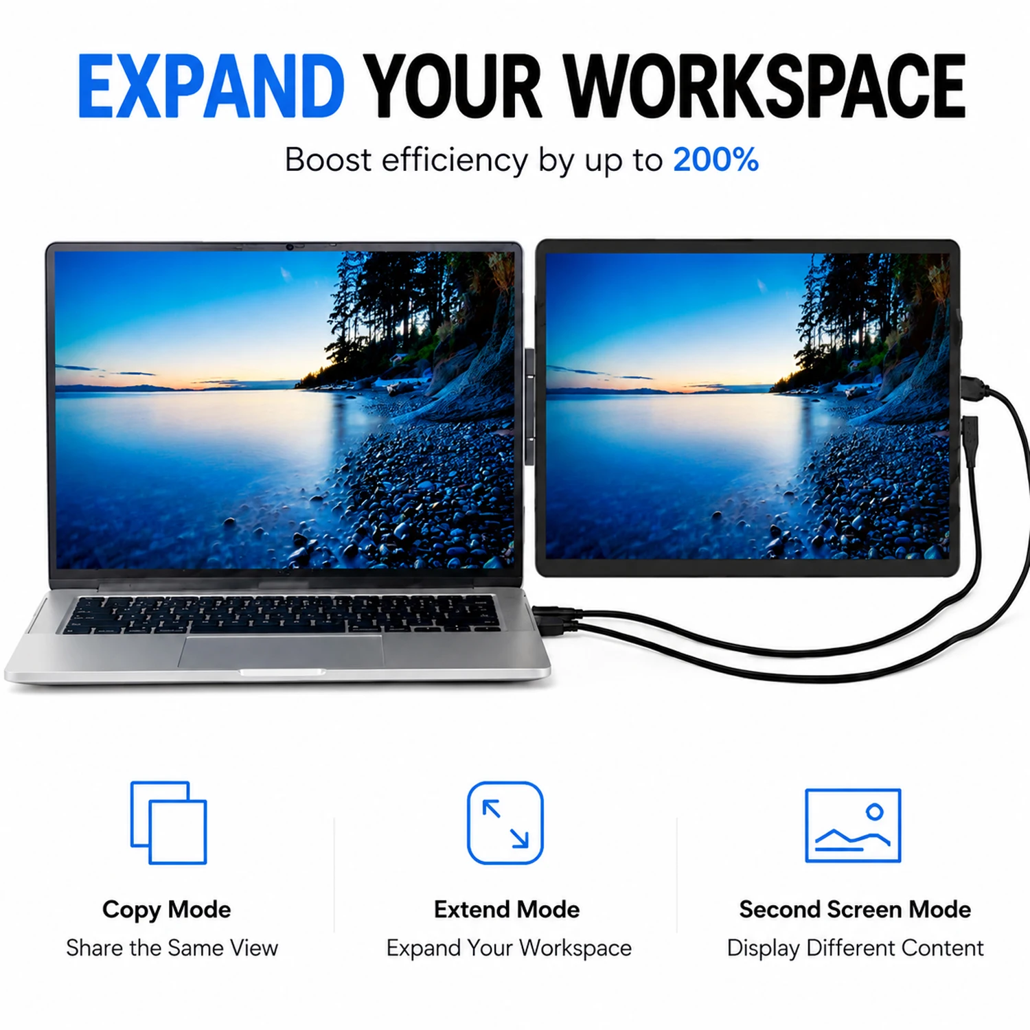14.1Inch Portable Monitor Touch Ultra-thin Laptop Dual Monitor 1920*1080 FHD TFT IPS Screen Extender For Laptop Phone Switch Xbo