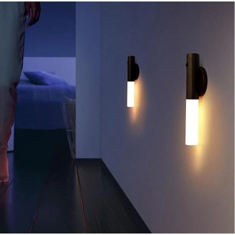 New Creative  Smart Human Body Induction Night Light Led Rechargeable Magnetic Night Light For Home Kitchen Cabinet Decoration