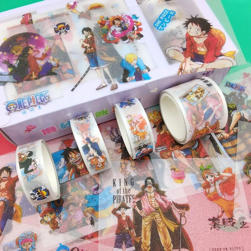 Luffy Cartoon Stickers One Piece Nami Usopp Chopper Robin Student Animation Creative Frosted Handbook Sticker Set Birthday Gift