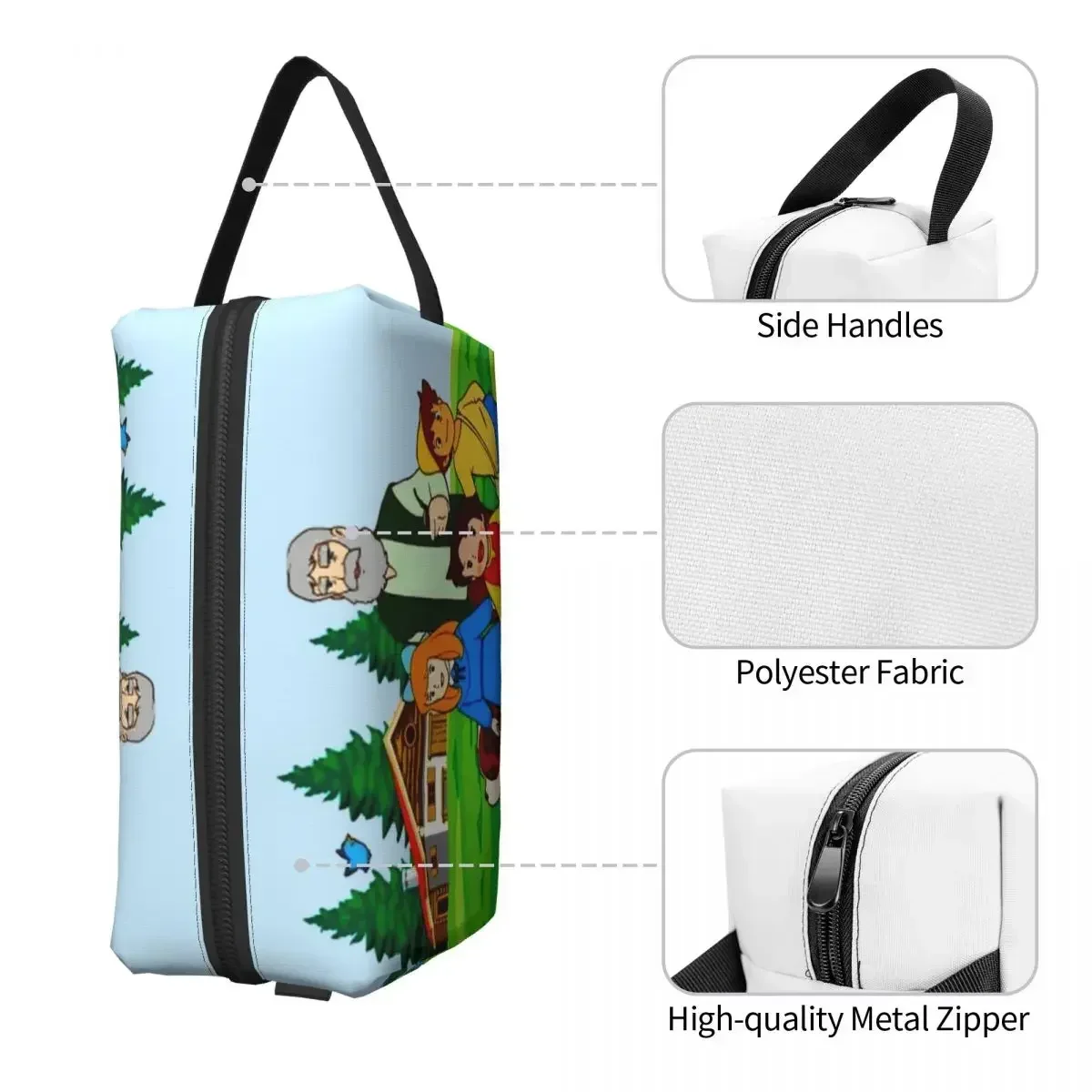 Heidi Peter And Grandpa Family Travel Cosmetic Bag Alps Mountain Anime Makeup Toiletry Organizer Ladies Beauty Storage Dopp Kit