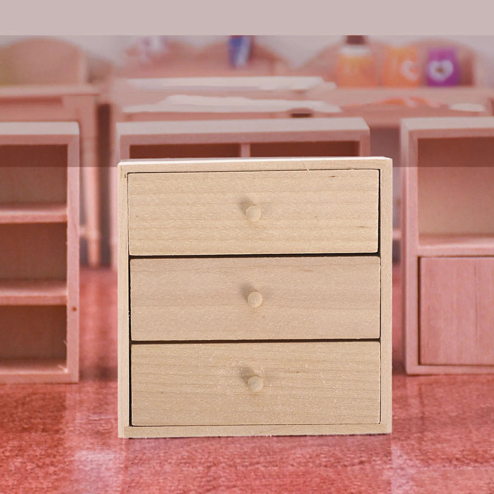 

Miniature Wooden Cabinet 1:12 Scale Mini House Furniture Decorative Storage Cabinet Bedroom Living Room Kitchen Ornament