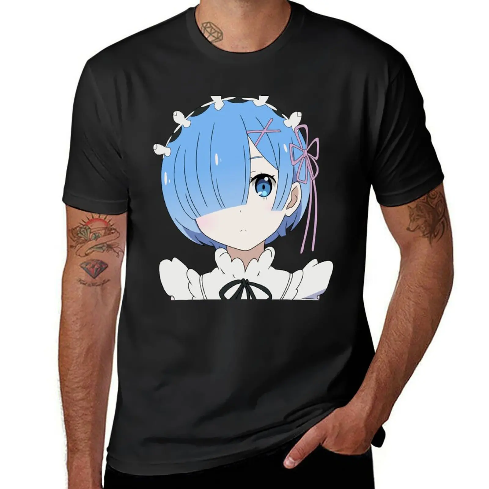 

Re: Zero - Rem [no background] T-Shirt vintage anime shirt oversized graphic tee plus sizes Men's clothing
