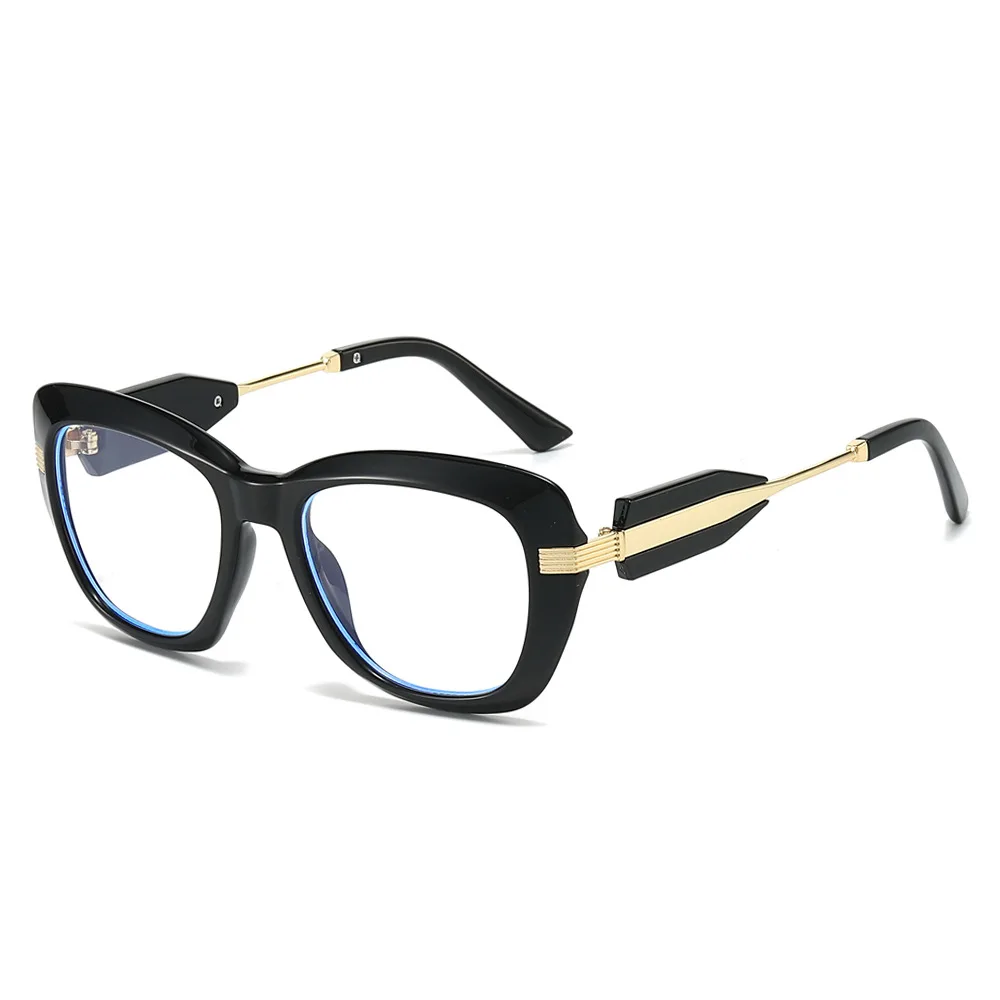 Anti-Blaulicht-Brille mit großem Rahmen für Damen, breiter Bügel, einzigartige Stile, blaues Licht blockierende optische Brillengestelle