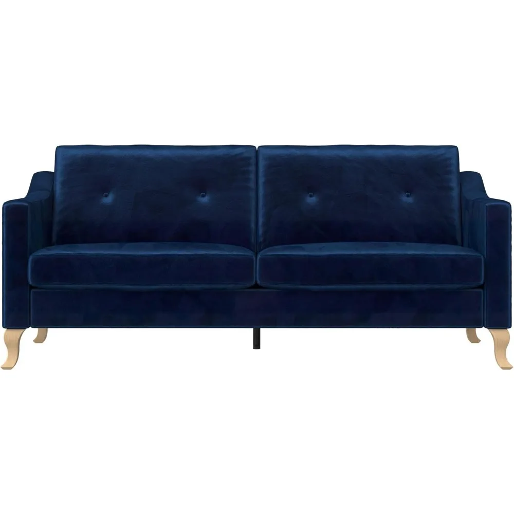 Tess Sofa with Soft Pocket Coil Cushions, Small Space Living Room Furniture, Blue Velvet