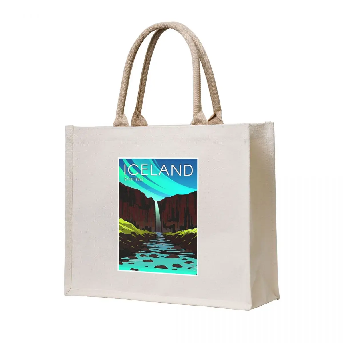 

ICELAND : Vintage Travel and Tourism Advertising Print Tote Bag free delivery bags shopping bags foldable tote bags cloth