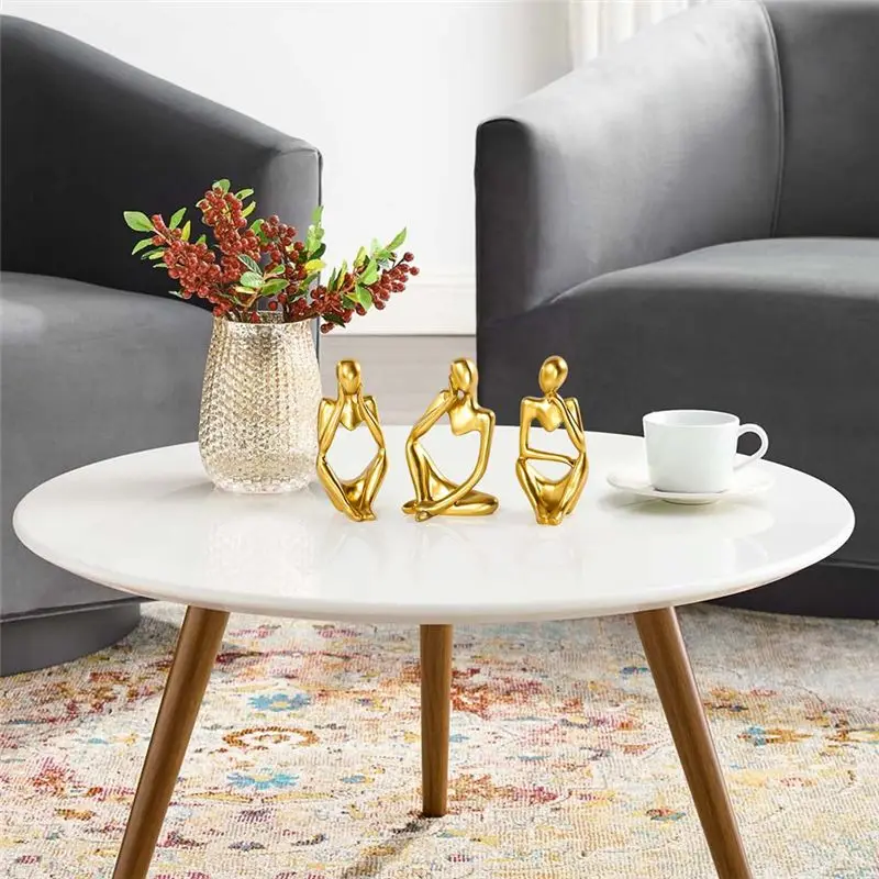 A55F-Statue Gold Decor Abstract Art Sculpture, Golden Resin Collectible Figurines
