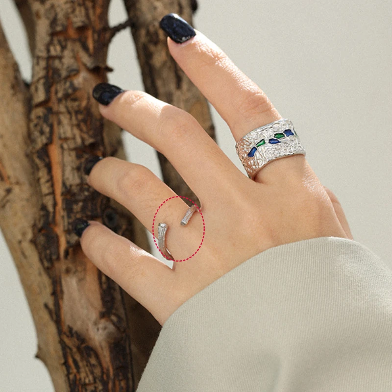 Staggered Crossing Style Rings for Women Fashion S925 Sterling Silver Ring Inlaid Zircon Texture Fine Jewelry Sexys Party 402#