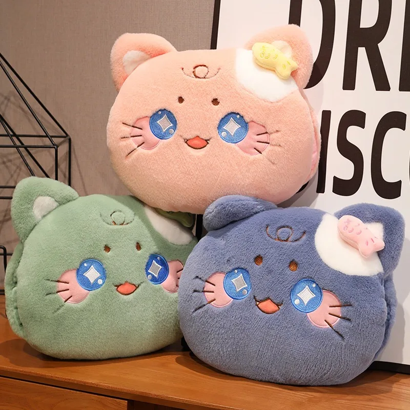 Desenhos animados criativos Cat Hand Warm Soft Plush Toys, decoração de sofá Kawaii para meninas, presentes de aniversário para crianças, presentes de Halloween 30 × 35cm