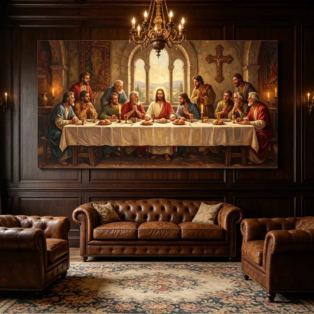 Last Supper Canvas Wall Art Jesus Apostles Christian Painting Religious Canvas Painting Living Room Dining Room Decor Cuadros