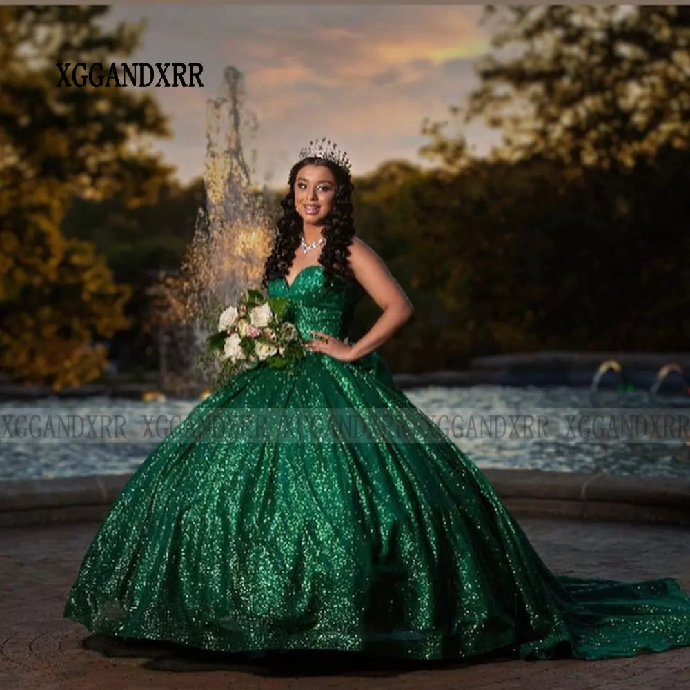 Vestido elegante princesa Quinceanera, vestido de baile verde, 16 anos doce, 15 anos, 2024