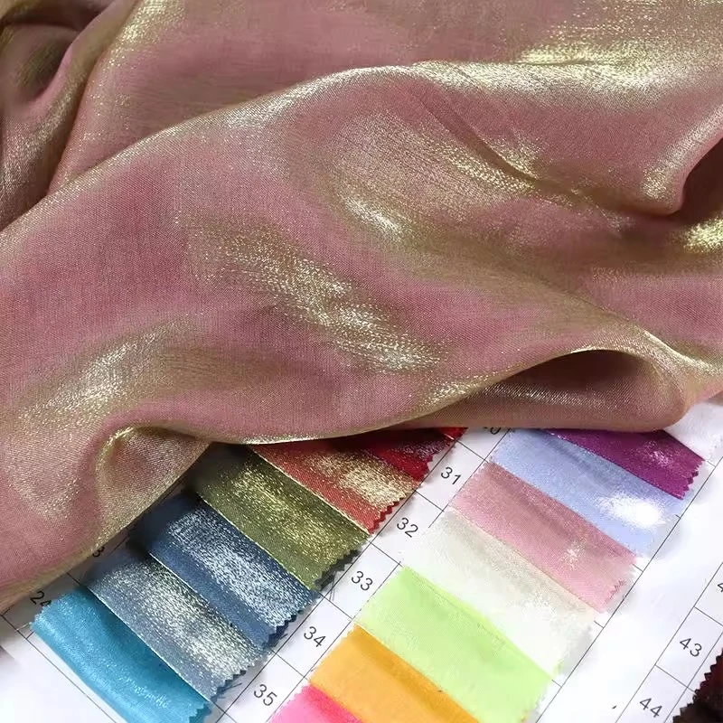 Sparkling brocade cotton glass satin fabric bright silk polarized sewing Hanfu shirt stage costume Lolita DIY fabric