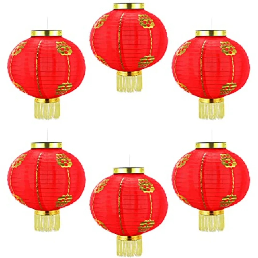 

6 штук красных тканевых фонариков для Китайского Нового года, 12 дюймов, простые, для Лунного Нового года, Праздника середины осени, подвесные украшения для Весеннего фестиваля