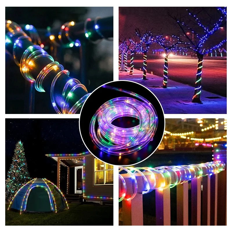 

Solar Christmas Lights 8 Modes Clear PVC Tube Fairy String Lights Solar Rope Lights Outdoor Waterproof