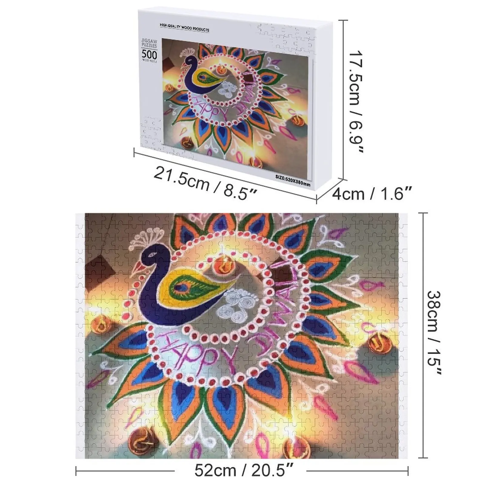 Puzzle Peacock Rangoli personalizzato con foto Personalizza puzzle di accessori Diorama