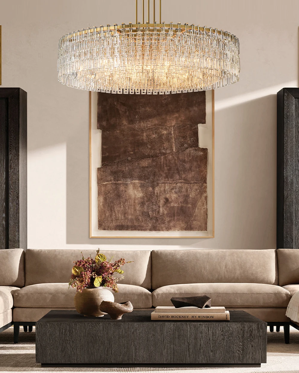 American Rectangular Crystal Brass Chrome E14 LED Chandelier