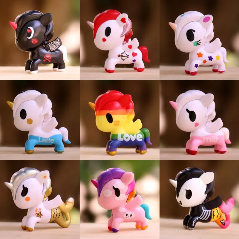 4-6cm rainbow Tokidoki unicorn mermaid action figure doll Mini Japanese PVC adios ciao model toy