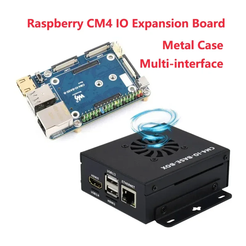 

Raspberry Pi CM4 Io base board with CSI DSi RTC fan HDMI-compatible USB RJ45 Gigabit SD card M.2 slot Port metal case for CM4