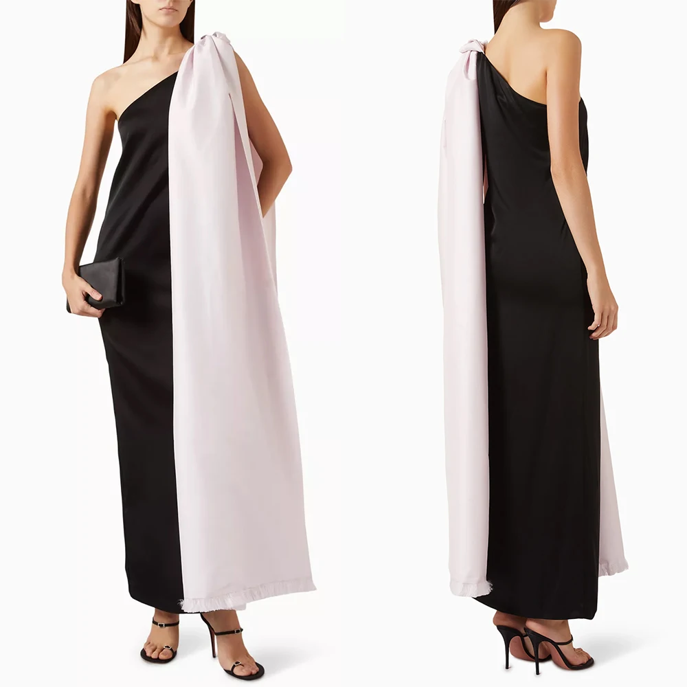 Customized One Shoulder Ankle Length Sleeveless Color Contrast Elegant Dress Women for Wedding Party Vestidos De Fiesta Para 원피스