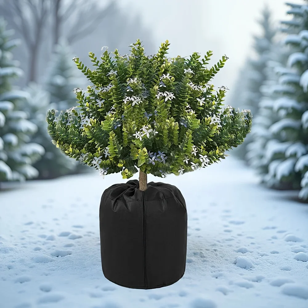 Drawstring Plant Cover, Thickened Warm Winter Outdoor Potted Protector for Fruit Trees Flowers Vegetables Garden Cold-Proof
