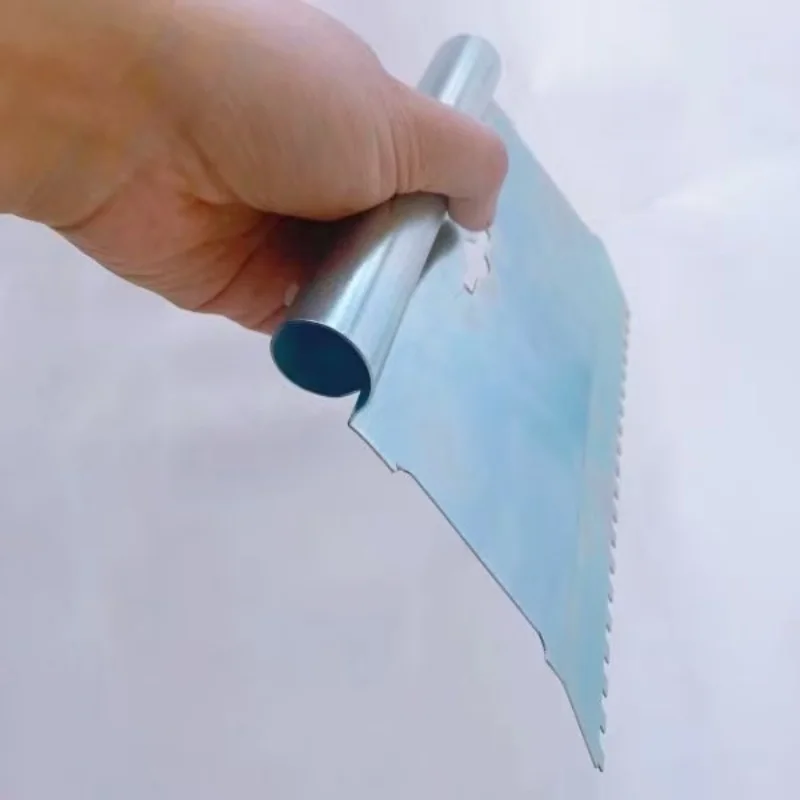 1 Pcs New Integrated Stainless Steel Serrated Scraper - Thickened Trapezoidal Trowel for Masonry, Cement Slurry & Putty