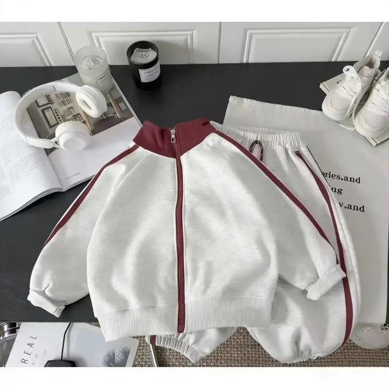 2026 Spring Hoodie Cardigan Set for Boys and Girls, New Zipper Fashion, Casual Trend, Letter Cartoon, Loose Korean Version