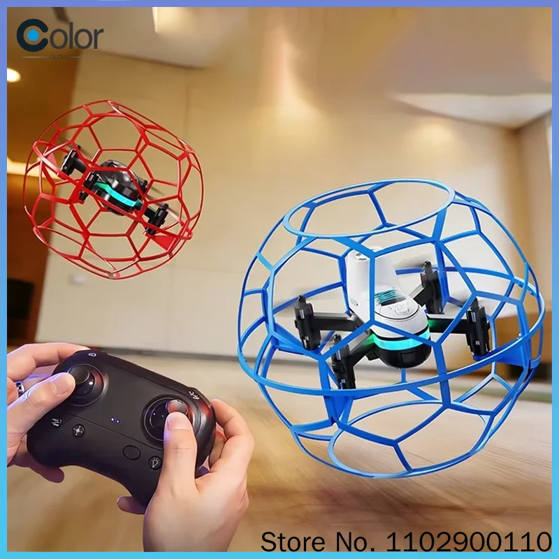 Yl16 Rc Flying Ball Drone Football Quadcopter Anti Collision Shockproof Running Led Lights 2.4g One Key Takeoff Auto Altitude