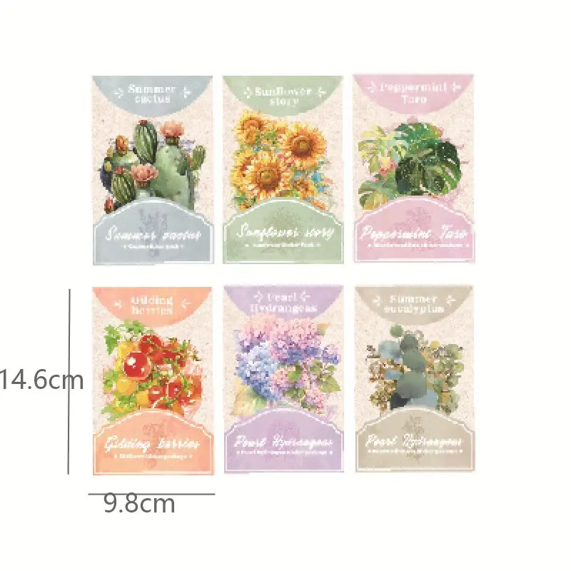 6 Style 30Pcs/pack summer rainforest plant series for DIY calendar glass bottle handbook envelope material decoration