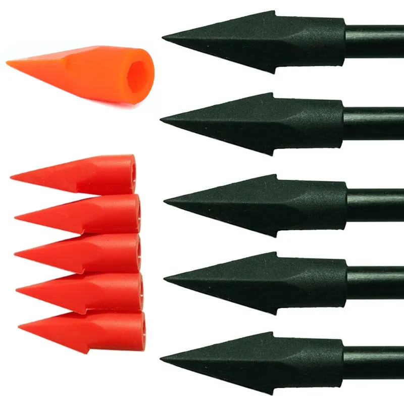 24pcs Practice Arrowhead For OD 6/8mm Shaft Archery Rubber Arrow Tip Soft Target Point Broadhead Shooting Safe Training Teaching