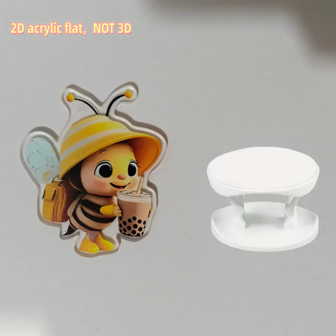 Soporte retráctil para teléfono con abeja acrílica 2D, lindo diseño de abeja de té de la leche, se puede extender al teléfono, más conveniente para ver vídeos y espectáculos, añade un toque lindo al teléfono, práctico pequeño accesorio para teléfonos