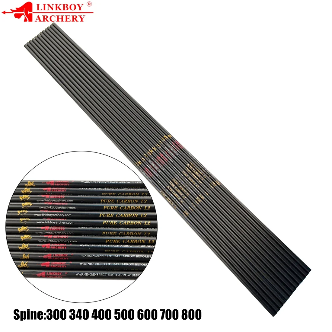 12pcs Archery Carbon Arrow Shaft ID6.2mm Spine300-800 for Compound Traditional Bow Longbow Accessories