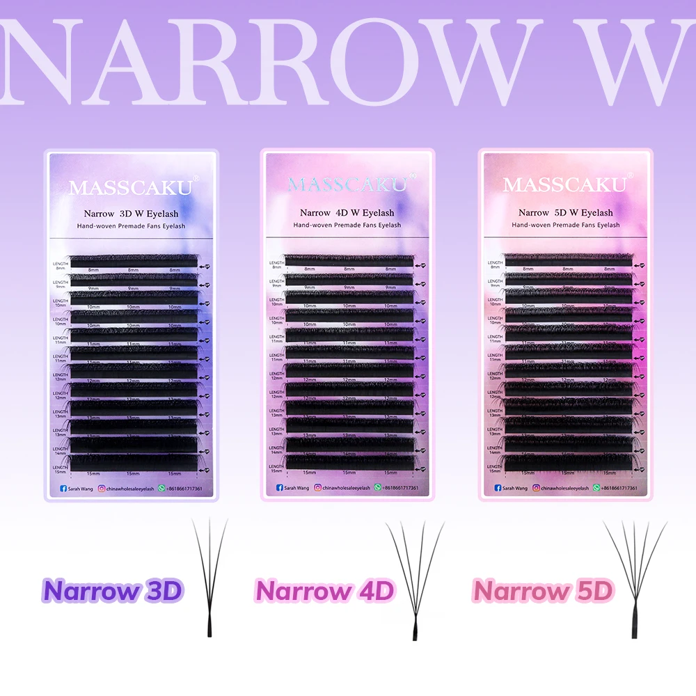 Eyelash Extension Volume Styles - MASSCAKU Narrow 3D/4D/5D V-Shaped False Lashes