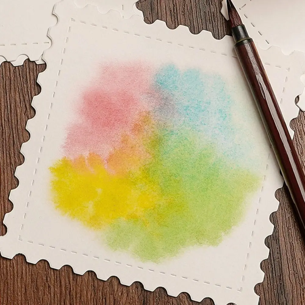 25pcs Stamp/Ticket Stub Shape Watercolor Paper Blank Design Hand-drawn Style Postcards Fine Lines Card Bookmarks Stationery Use