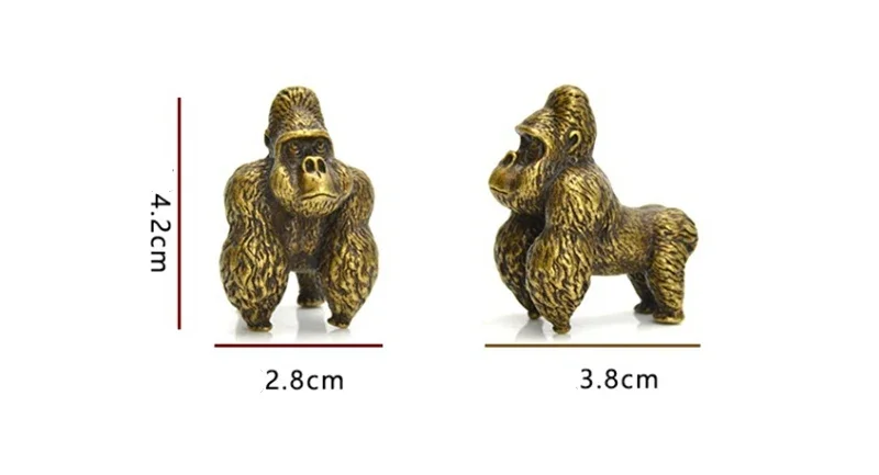 1 Stück Antik-Stil Messing Goldener Affe Tee Tisch Tee Haustier Büro Desktop Tier Dekorative Figur Guss Bronze Ornament – Detail 3