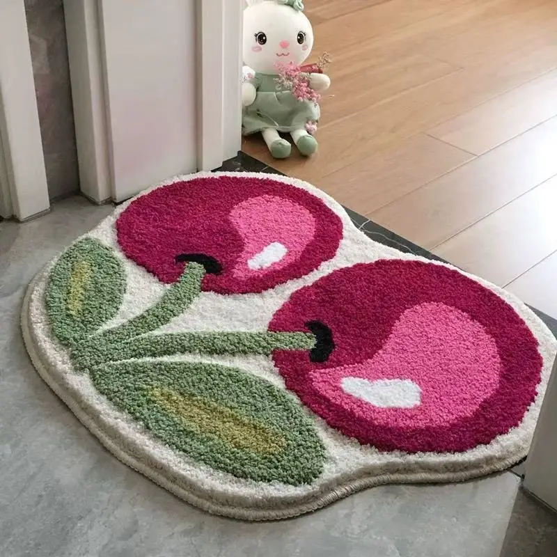 Korean Style Door Mat Bathroom Water-absorbing Floor Mat Entrance Bathroom Anti-slip Pad Bedroom Foot Cherry Carpet Quick-dry