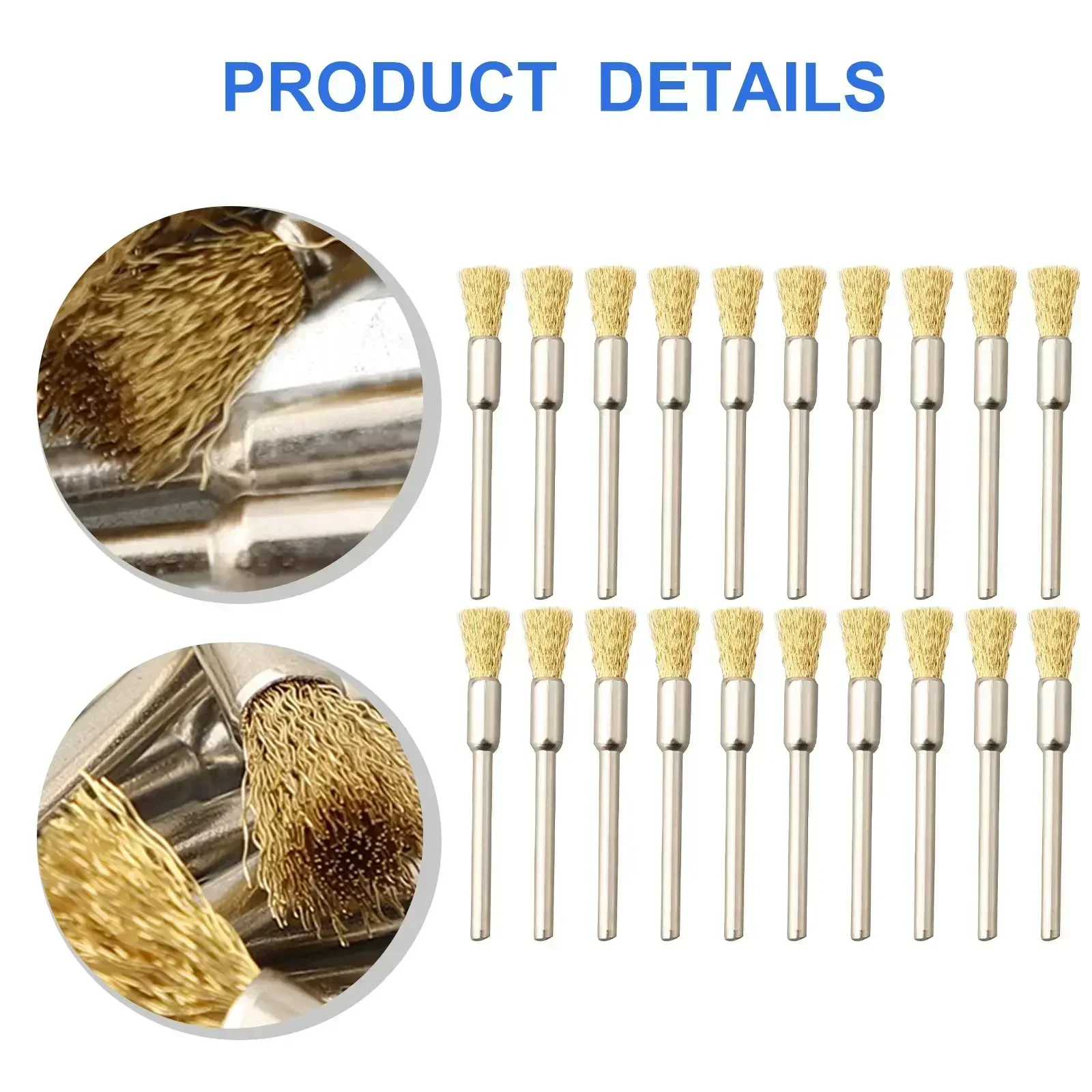 20Pcs 5mm Brass Wire Brushes Rotary Wire Wheel Pencil Polising Brushes For Power Drill Tool Foredom Machine Metal Polishing Tool