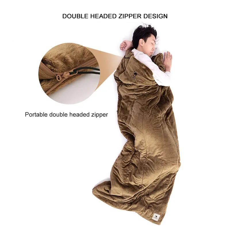 GOLDEN CAMEL Camping Sleeping Bags Adult Winter Thick Cold Protection Warm Travel Portable Coral Fleece Sleeping Bag Envelope