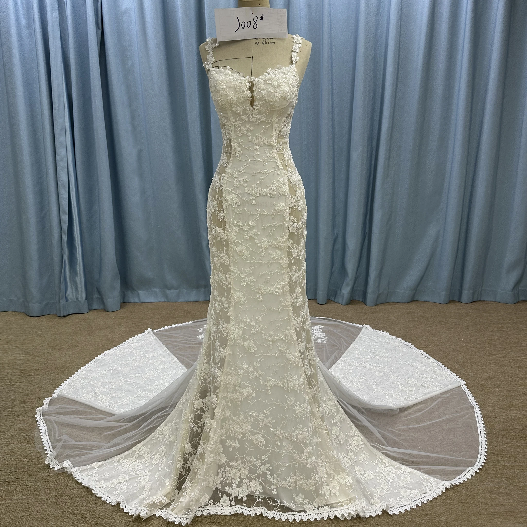 Rosymae robe de mariée sirène en dentelle florale encolure carrée manches débardeur robe de mariée blanche vestidos de novia boda