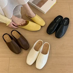 2026 Fashion Close Toe Mule Shoes Women Slippers Flats Slides Outdoor Flip Flops Elegant Silk Ladies Shoes Casual Loafers Mujer