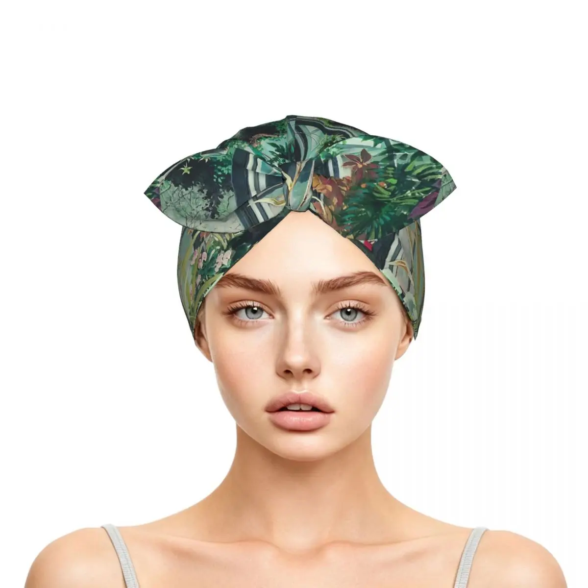 Anime Plants Scenery Sleep Bonnet Double Layer with Adjustable Bow, Reversible Hair Cap for Curly Braids Hair