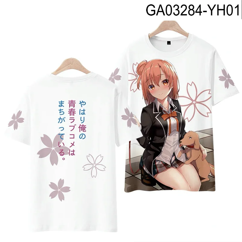 日本のアニメデザインのTシャツ,ラウンドネックの半袖Tシャツ,夏のストリートウェア,大きなサイズ